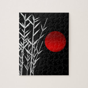 Red sun black white zen jigsaw puzzle