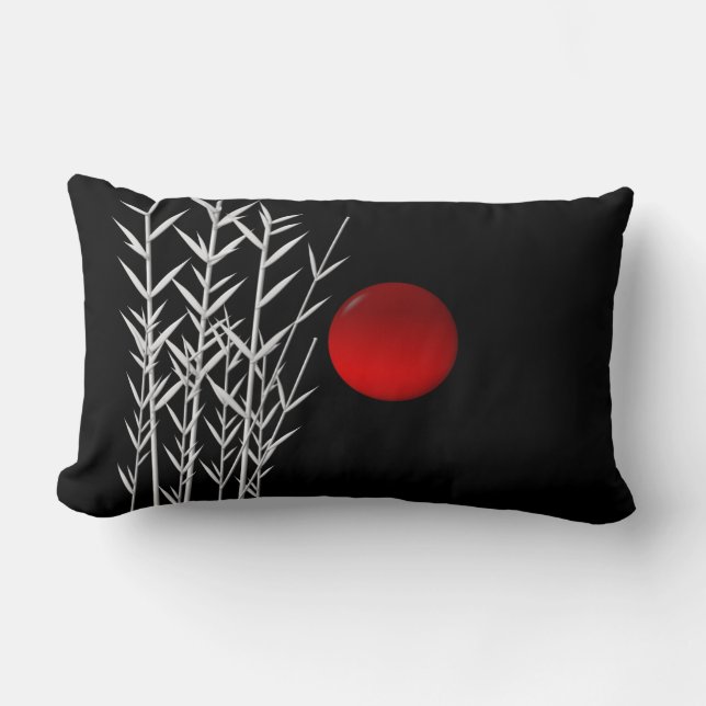 Red sun black white zen lumbar pillow (Front)
