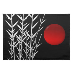 Red sun black white zen placemat