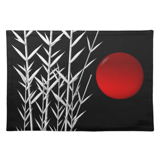 Red sun black white zen placemat (Front)