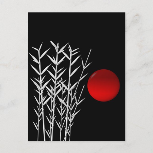Red sun black white zen postcard (Front)