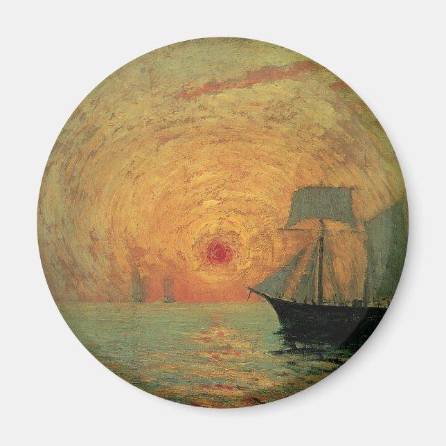 Red Sun by Maxime Maufra, Vintage Impressionism Magnet (Front)