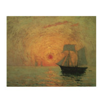 Red Sun by Maxime Maufra, Vintage Impressionism Wood Wall Decor