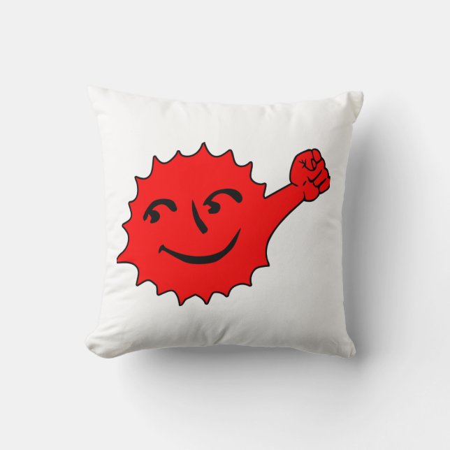 Red Sun Cheer Mascot Throw Pillow (Front)