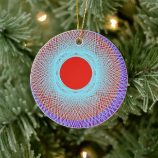 red sun give multicolor abstract art ceramic ornament