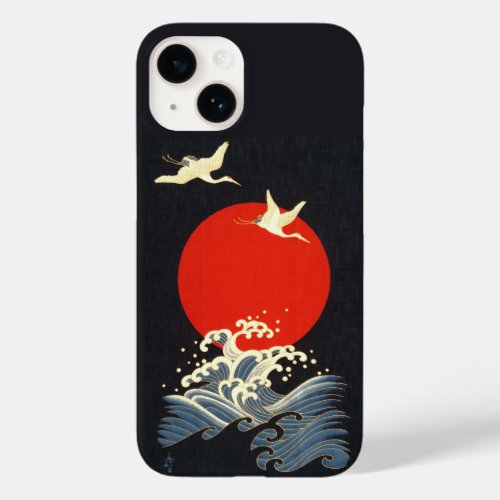 RED SUN JAPANESE FLYING CRANESSEA WAVES IN BLACK Case_Mate iPhone 14 CASE