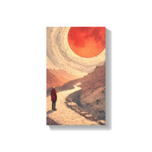 Red Sun Landscape Canvas Art