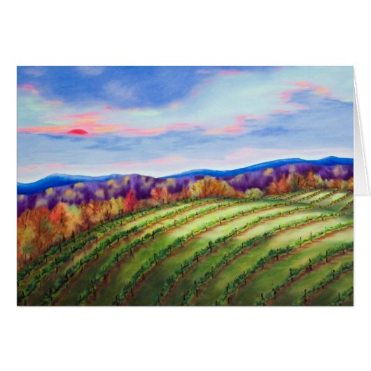 Red Sun Over The Vineyard Cards (Front Horizontal)