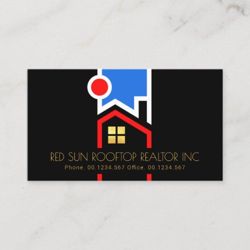 Red Sun Rooftop Property Realty Business Card