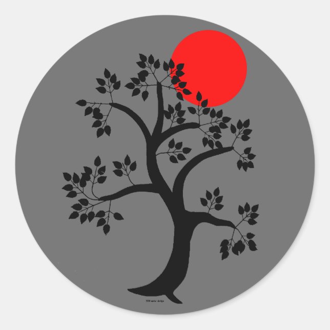 Red Sun Tree Sticker (Front)