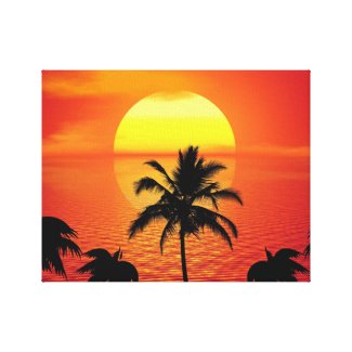 Red Sun Tropical Palm Beach