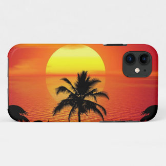 Red Sun Tropical Palm Beach iPhone 11 Case