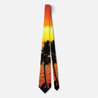 Red Sun Tropical Palm Beach Neck Tie