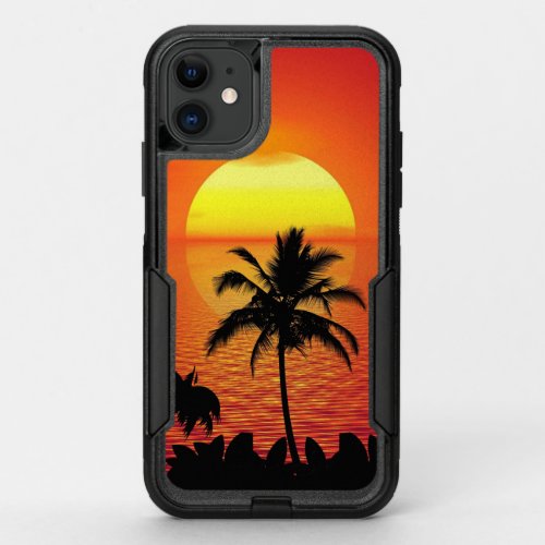 Red Sun Tropical Palm Beach OtterBox Commuter iPhone 11 Case