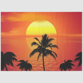Red Sun Tropical Palm Beach Tissue Paper