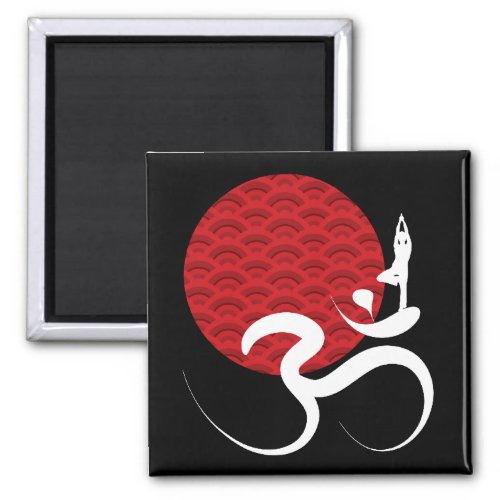 Red Sun Yoga Spiritual Indian Meditate Om Aum Logo Magnet