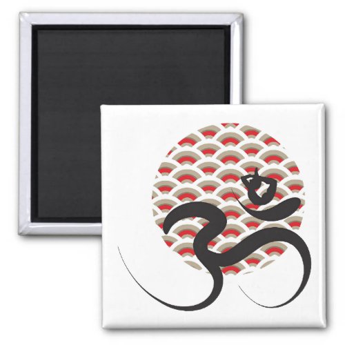 Red Sun Yoga Spiritual Indian Meditate Om Aum Logo Magnet