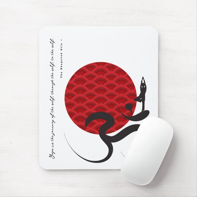 Red Sun Yoga Spiritual Indian Meditate Om Aum Logo Mouse Pad (With Mouse)