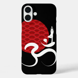 Red Sun Yoga Spiritual Indian Meditate Om Ohm Logo iPhone 16 Plus Case