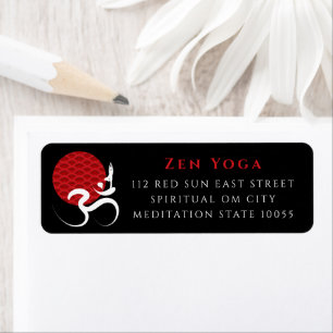 Red Sun Yoga Spiritual Indian Meditate Om Ohm Logo Label