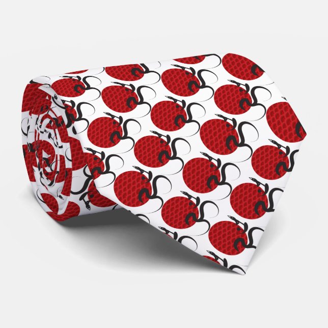 Red Sun Yoga Spiritual Indian Meditate Om Ohm Tie (Rolled)