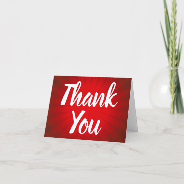 Red Sunburst Thank You Note Card (Front)