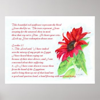 Red Sunflower - Jesus Wept Poster by Linda_Ginn_Art at Zazzle