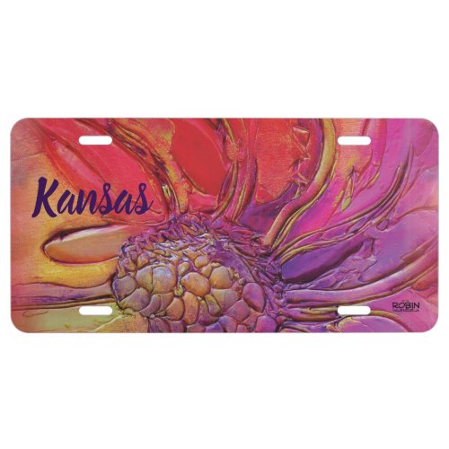 "Red Sunflower" Kansas License Plate