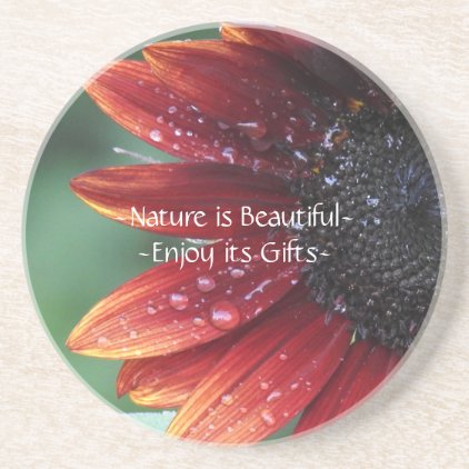 Red Sunflower Nature is beautiful Inspirational Coaster