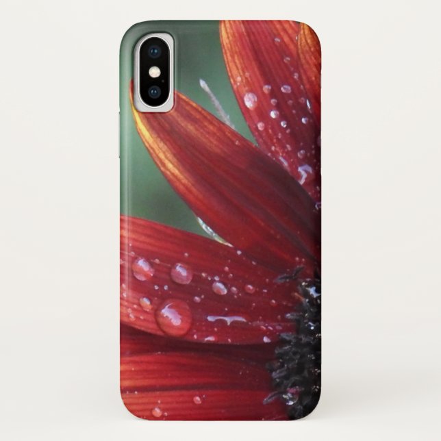 Red Sunflower Petals And Rain Drops Case-Mate iPhone Case (Back)