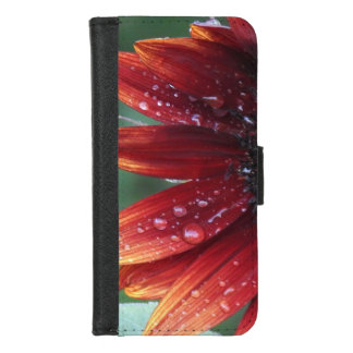 Red Sunflower Petals And Rain Drops iPhone 8/7 Wallet Case