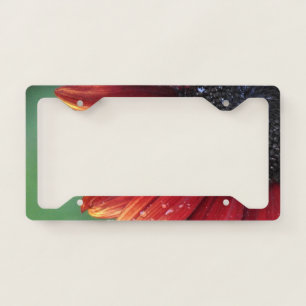 Red Sunflower Petals And Rain Drops License Plate Frame