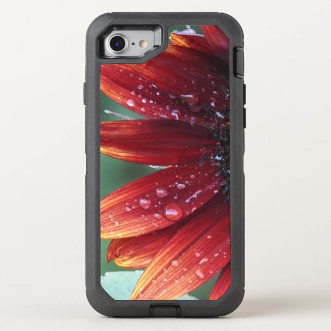 Red Sunflower Petals And Rain Drops  Otterbox iPhone Case (Back)