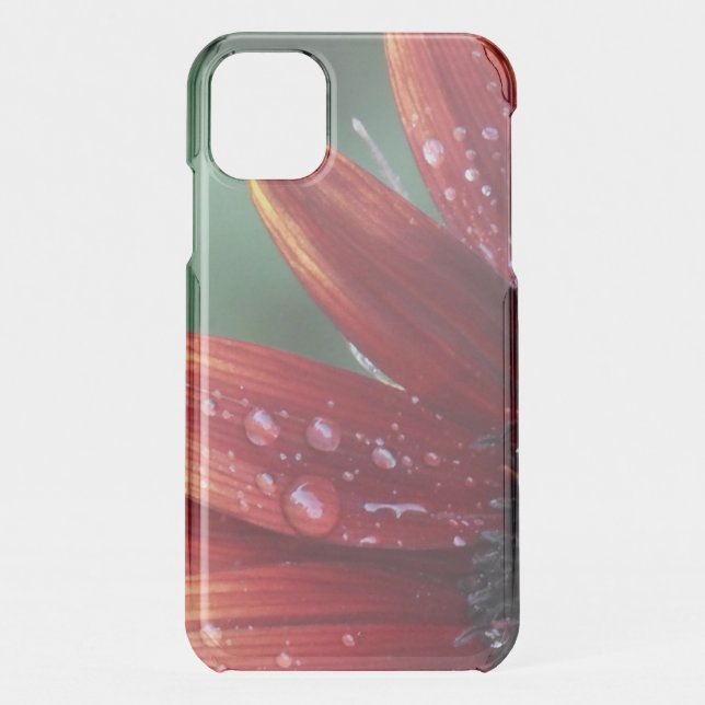 Red Sunflower Petals And Rain Drops  Uncommon iPhone Case (Back)