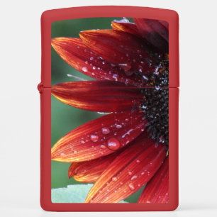 Red Sunflower Petals And Rain Drops Zippo Lighter