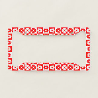 Red Sunflower Tile Pattern Daisy Floral Trendy License Plate Frame