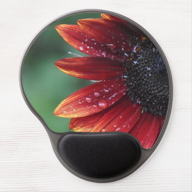 Red Sunflower with Raindrops Gel Mouse Pad (Front)