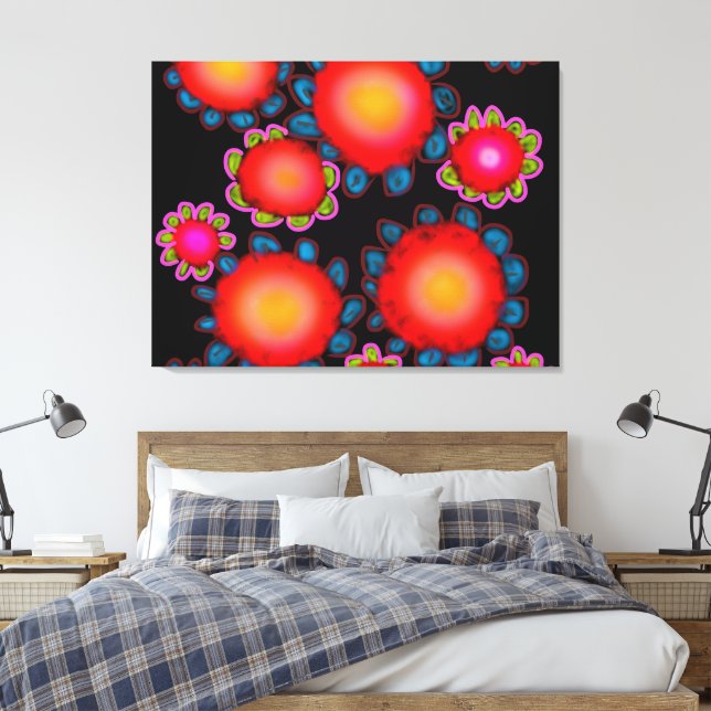 Red Sunflowers  Canvas Print (Insitu(Bedroom))