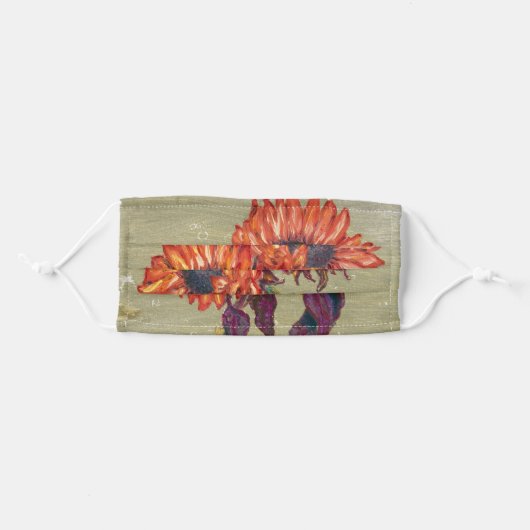 Red Sunflowers Face Mask (Front, Folded)