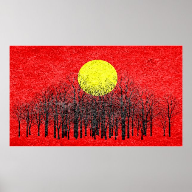Red Sunset Abstract Painting #3 Poster (Front)