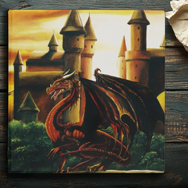 Red Sunset Castle Dragon Fantasy 3 Ring Binder (Creator Uploaded)