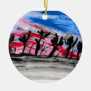 Red Sunset Ceramic Ornament