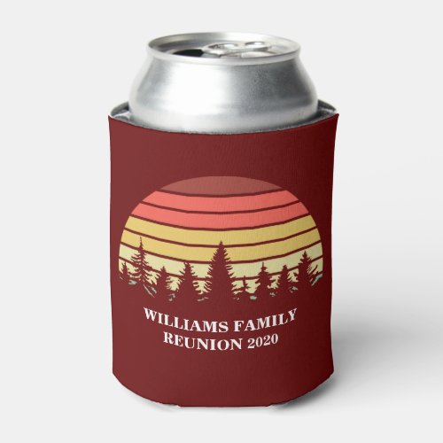 Red Sunset Forest Custom Family Reunion Camping Can Cooler