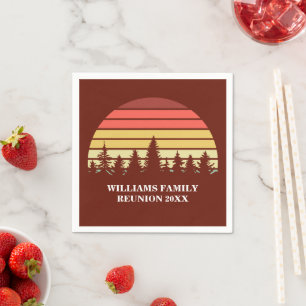 Red Sunset Forest Custom Family Reunion Party Napkins