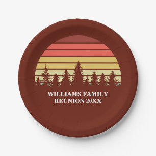 Red Sunset Forest Custom Family Reunion Party Paper Plates