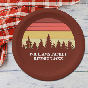 Red Sunset Forest Custom Family Reunion Party Paper Plates