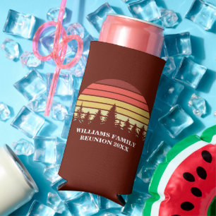 Red Sunset Forest Custom Family Reunion Party Seltzer Can Cooler