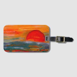 Red Sunset Luggage Tag with Business Card Slot