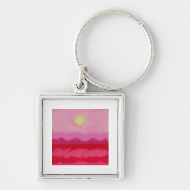 Red Sunset Ocean Keychain (Front)