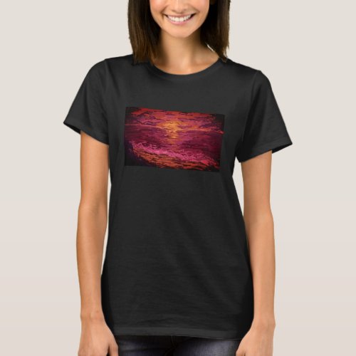 Red Sunset Ocean Pixelart Shirt